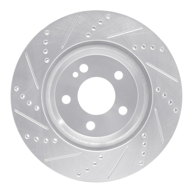 Mercedes-Benz C300 Brake Rotor (1) - Rear Right - R1 Concepts - Drilled & Slotted - Silver - `15-`23